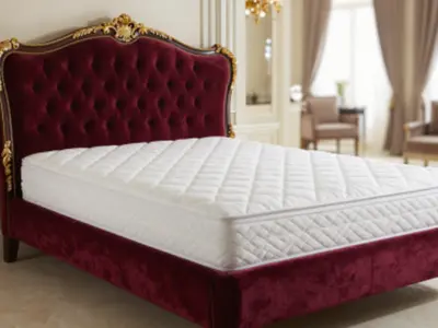 Professionally deep cleaned premium king size bed mattress 7x7 feet on a large bed frame in Delhi NCR